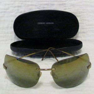 Vintage Giorgio Armani Rimless Sunglasses Gold with Gray Lenses 1534 884